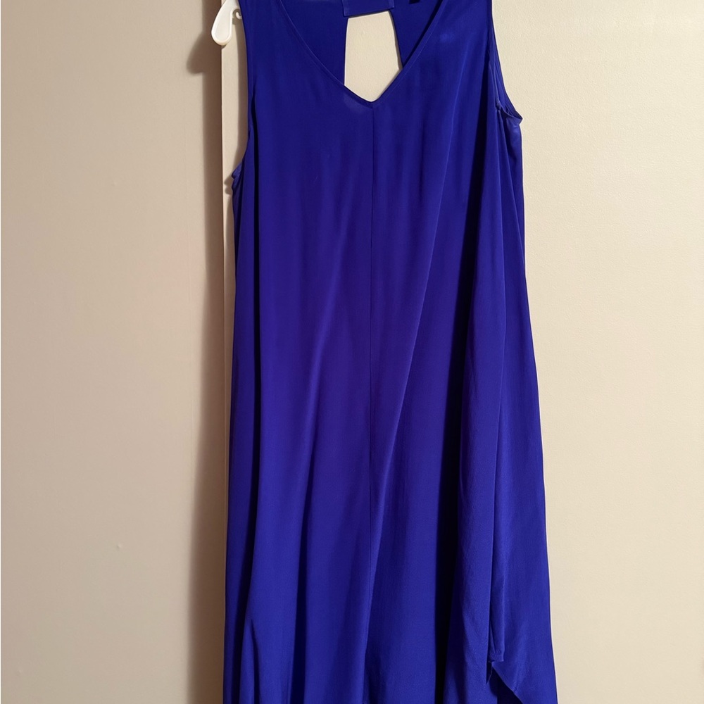 Eileen Fisher Vibrant Blue Silk Asymmetrical Dress with Scarf